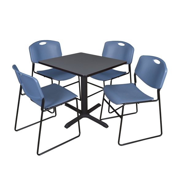Square Tables > Breakroom Tables > Cain Square Table & Chair Sets, 30 W, 30 L, 29 H, Grey