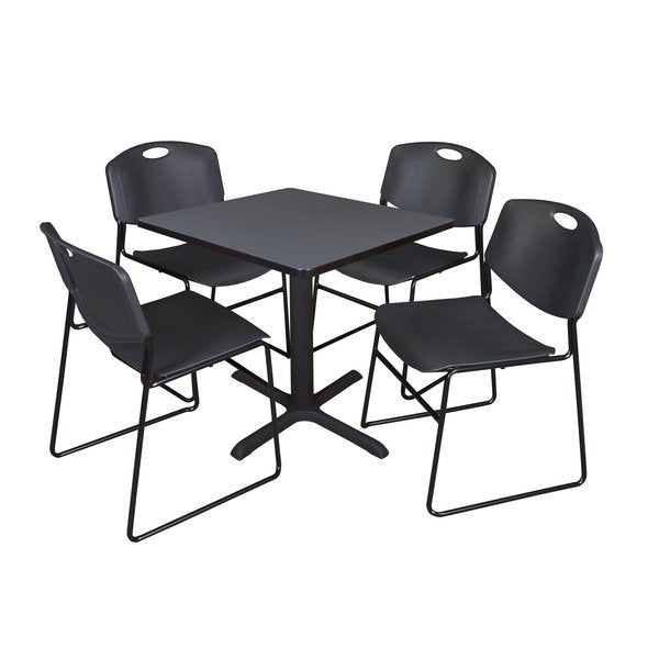 Square Tables > Breakroom Tables > Cain Square Table & Chair Sets, 30 W, 30 L, 29 H, Grey