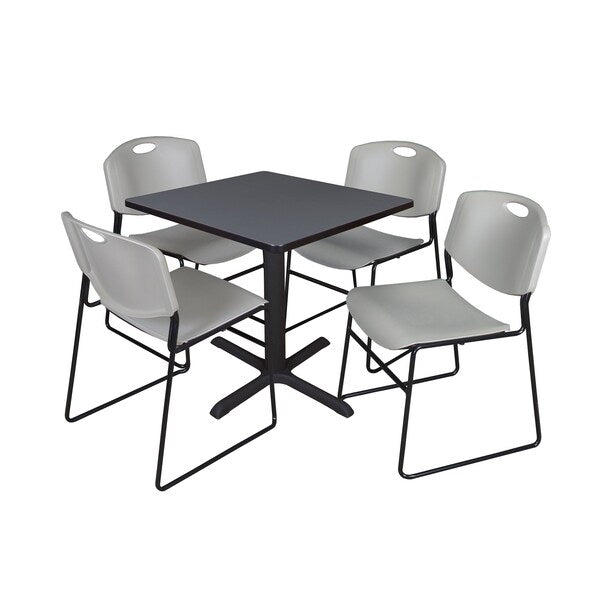 Square Tables > Breakroom Tables > Cain Square Table & Chair Sets, 30 W, 30 L, 29 H, Grey