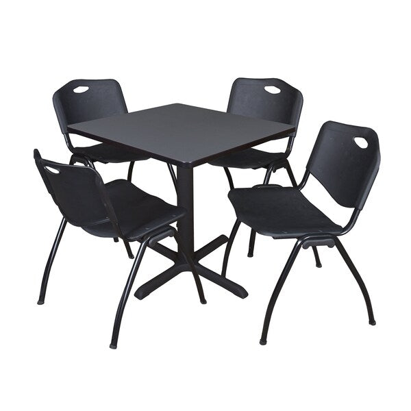 Square Tables > Breakroom Tables > Cain Square Table & Chair Sets, 30 W, 30 L, 29 H, Grey