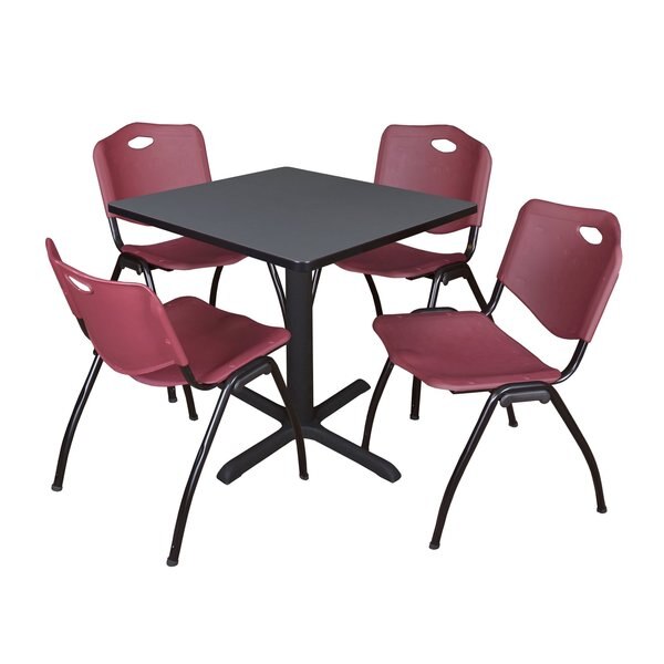 Square Tables > Breakroom Tables > Cain Square Table & Chair Sets, 30 W, 30 L, 29 H, Grey