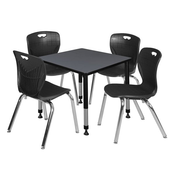Tables > Height Adjustable > Square Table & Chair Sets, 30 X 30 X 23-36