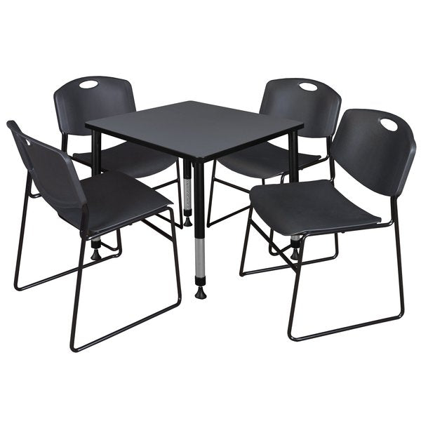 Tables > Height Adjustable > Square Table & Chair Sets, 30 X 30 X 23-36