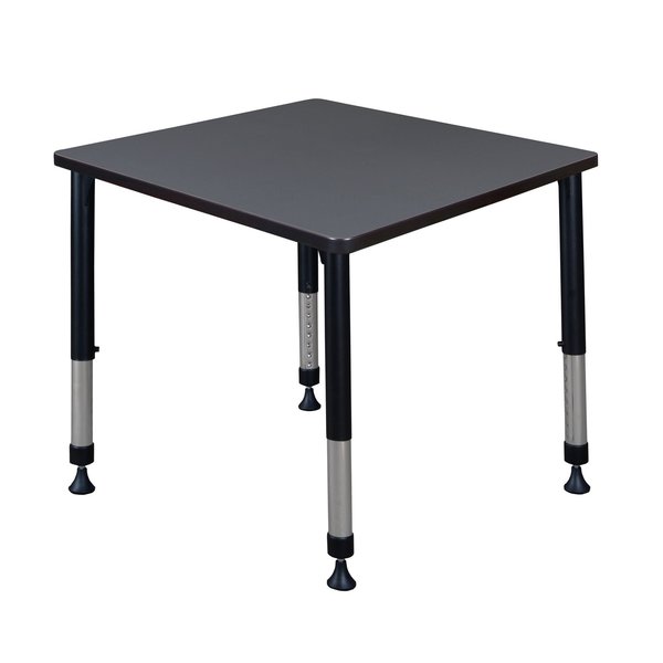 Square Tables > Height Adjustable > Square Classroom Tables, 30 X 30 X 23-34, Wood|Metal Top, Gray