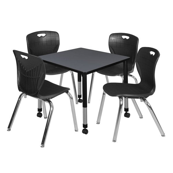 Tables > Height Adjustable > Square Mobile Table & Chair Sets, 30 X 30 X 23-34
