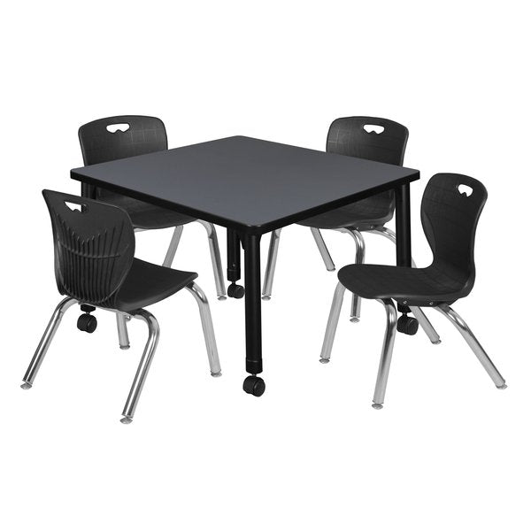 Tables > Height Adjustable > Square Mobile Table & Chair Sets, 30 X 30 X 23-34