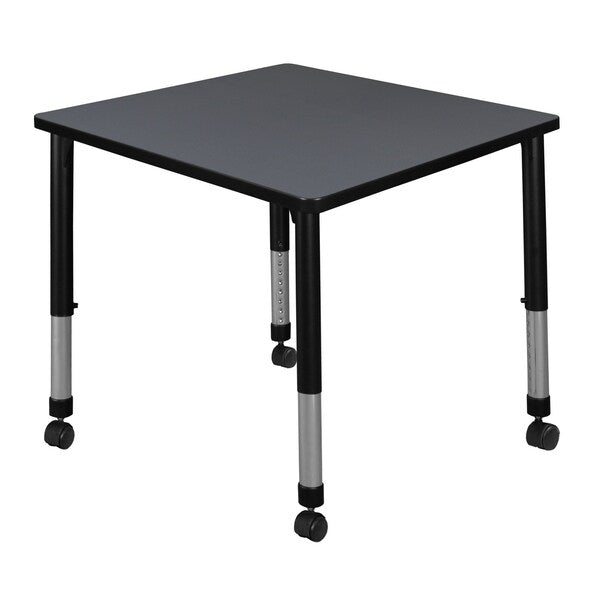 Tables > Height Adjustable > Square Mobile Tables, 30 X 30 X 23-34, Wood|Metal Top