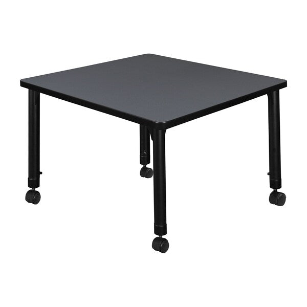 Tables > Height Adjustable > Square Mobile Tables, 30 X 30 X 23-34, Wood|Metal Top