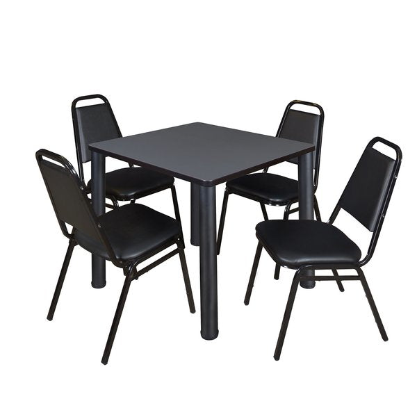 Square Tables > Breakroom Tables > Kee Square Table & Chair Sets, 30 W, 30 L, 29 H, Grey
