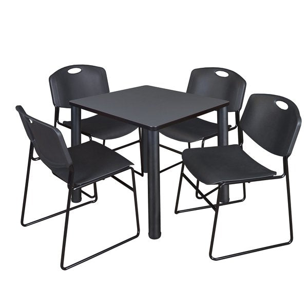 Square Tables > Breakroom Tables > Kee Square Table & Chair Sets, 30 W, 30 L, 29 H, Grey