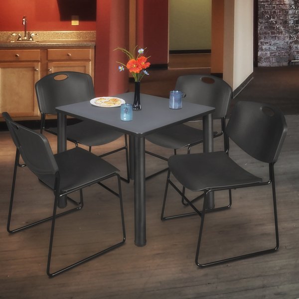 Square Tables > Breakroom Tables > Kee Square Table & Chair Sets, 30 W, 30 L, 29 H, Grey