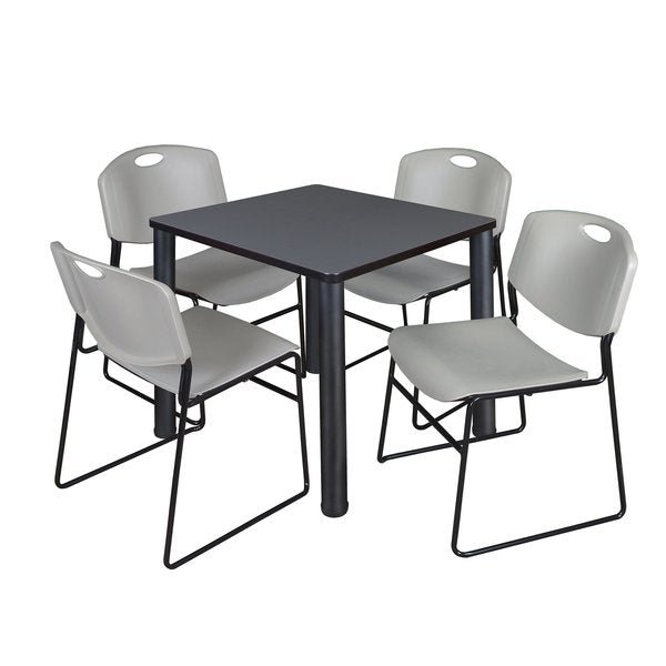 Square Tables > Breakroom Tables > Kee Square Table & Chair Sets, 30 W, 30 L, 29 H, Grey