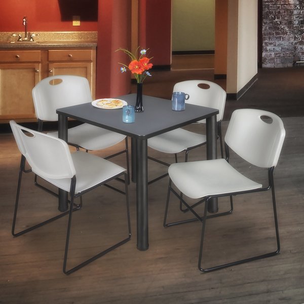 Square Tables > Breakroom Tables > Kee Square Table & Chair Sets, 30 W, 30 L, 29 H, Grey