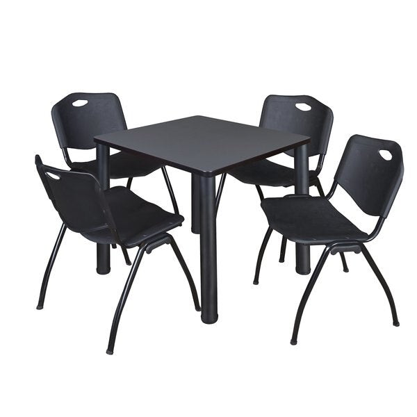 Square Tables > Breakroom Tables > Kee Square Table & Chair Sets, 30 W, 30 L, 29 H, Grey
