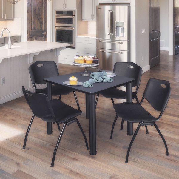 Square Tables > Breakroom Tables > Kee Square Table & Chair Sets, 30 W, 30 L, 29 H, Grey