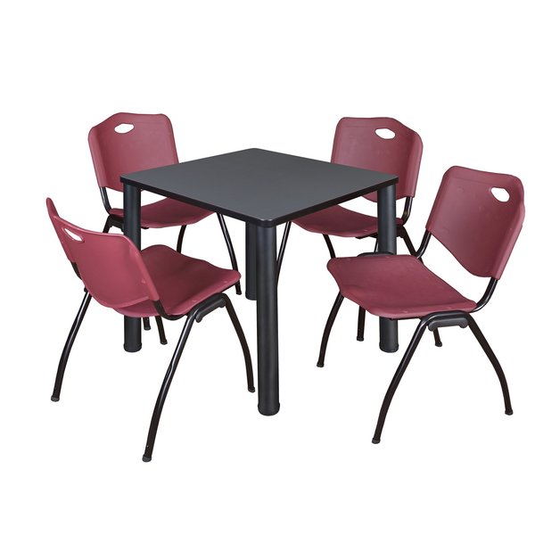 Square Tables > Breakroom Tables > Kee Square Table & Chair Sets, 30 W, 30 L, 29 H, Grey
