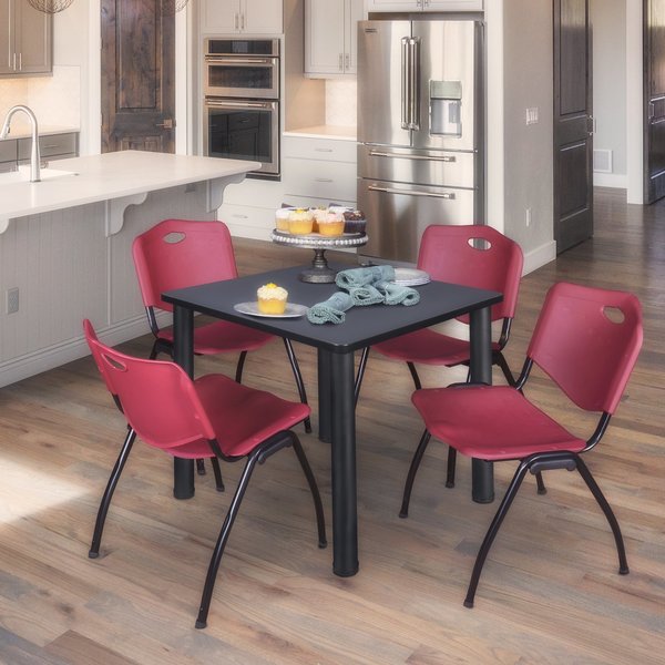 Square Tables > Breakroom Tables > Kee Square Table & Chair Sets, 30 W, 30 L, 29 H, Grey