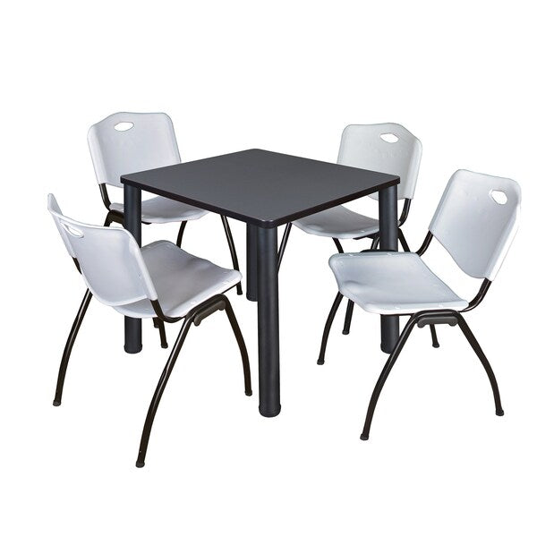 Square Tables > Breakroom Tables > Kee Square Table & Chair Sets, 30 W, 30 L, 29 H, Grey
