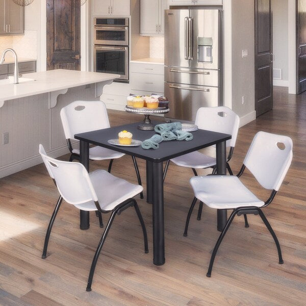 Square Tables > Breakroom Tables > Kee Square Table & Chair Sets, 30 W, 30 L, 29 H, Grey