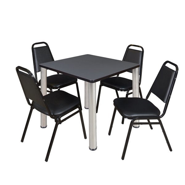 Square Tables > Breakroom Tables > Kee Square Table & Chair Sets, 30 W, 30 L, 29 H, Grey