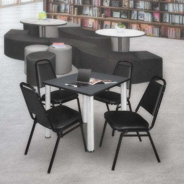 Square Tables > Breakroom Tables > Kee Square Table & Chair Sets, 30 W, 30 L, 29 H, Grey