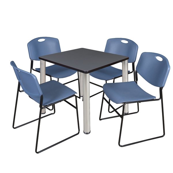 Square Tables > Breakroom Tables > Kee Square Table & Chair Sets, 30 W, 30 L, 29 H, Grey