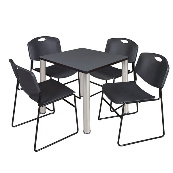 Square Tables > Breakroom Tables > Kee Square Table & Chair Sets, 30 W, 30 L, 29 H, Grey