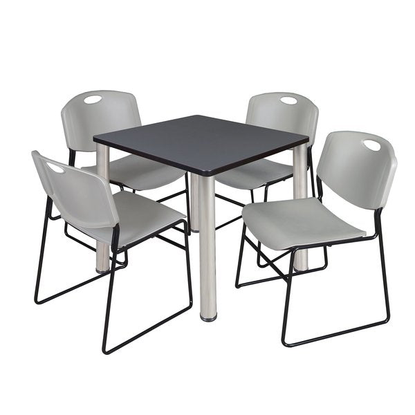 Square Tables > Breakroom Tables > Kee Square Table & Chair Sets, 30 W, 30 L, 29 H, Grey