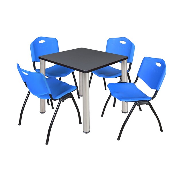 Square Tables > Breakroom Tables > Kee Square Table & Chair Sets, 30 W, 30 L, 29 H, Grey
