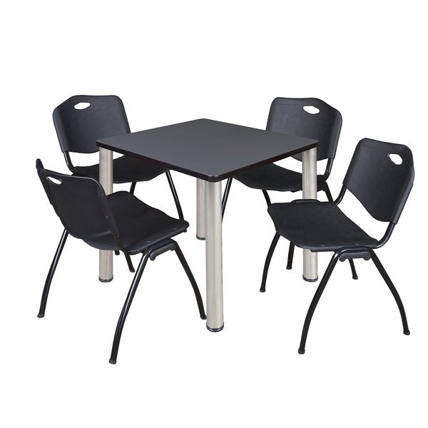 Square Tables > Breakroom Tables > Kee Square Table & Chair Sets, 30 W, 30 L, 29 H, Grey
