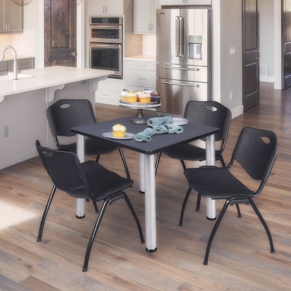 Square Tables > Breakroom Tables > Kee Square Table & Chair Sets, 30 W, 30 L, 29 H, Grey