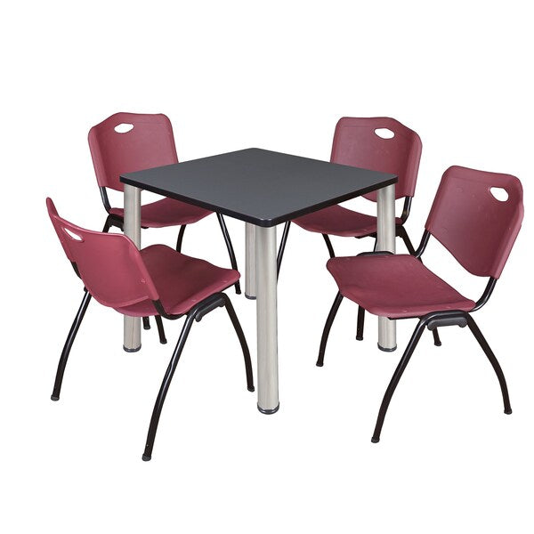 Square Tables > Breakroom Tables > Kee Square Table & Chair Sets, 30 W, 30 L, 29 H, Grey