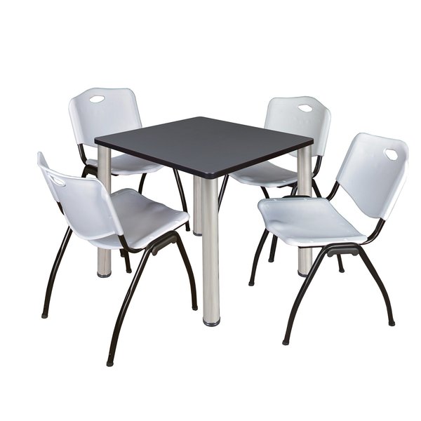 Square Tables > Breakroom Tables > Kee Square Table & Chair Sets, 30 W, 30 L, 29 H, Grey