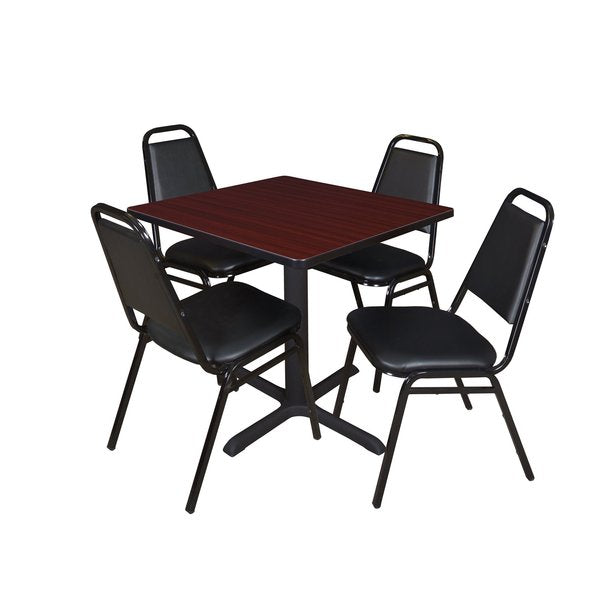 Square Tables > Breakroom Tables > Cain Square Table & Chair Sets, 30 W, 30 L, 29 H, Mahogany