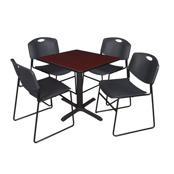 Square Tables > Breakroom Tables > Cain Square Table & Chair Sets, 30 W, 30 L, 29 H, Mahogany