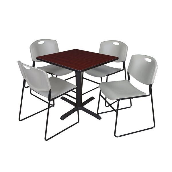 Square Tables > Breakroom Tables > Cain Square Table & Chair Sets, 30 W, 30 L, 29 H, Mahogany