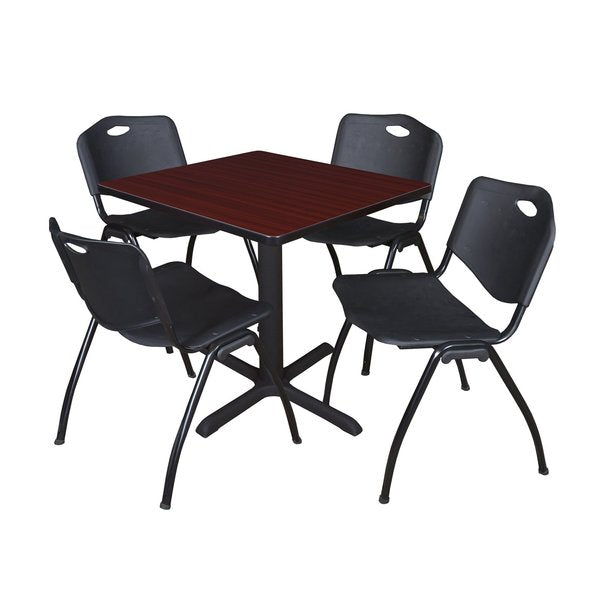 Square Tables > Breakroom Tables > Cain Square Table & Chair Sets, 30 W, 30 L, 29 H, Mahogany