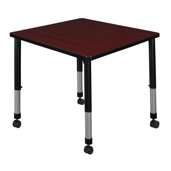 Tables > Height Adjustable > Square Mobile Tables, 30 X 30 X 23-34, Wood|Metal Top