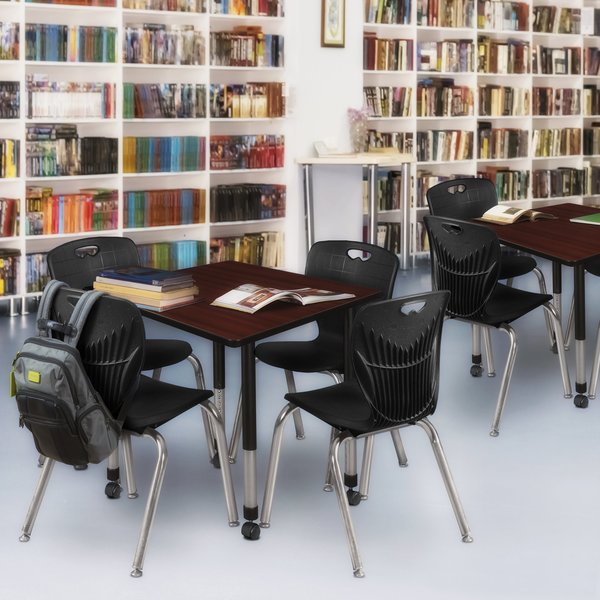 Tables > Height Adjustable > Square Mobile Tables, 30 X 30 X 23-34, Wood|Metal Top