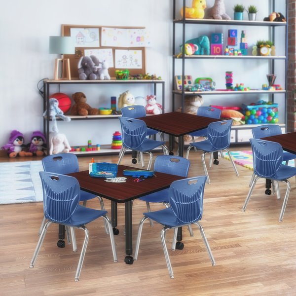 Tables > Height Adjustable > Square Mobile Tables, 30 X 30 X 23-34, Wood|Metal Top