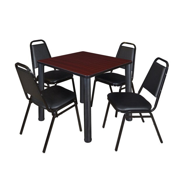 Square Tables > Breakroom Tables > Kee Square Table & Chair Sets, 30 W, 30 L, 29 H, Mahogany