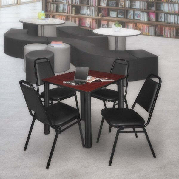 Square Tables > Breakroom Tables > Kee Square Table & Chair Sets, 30 W, 30 L, 29 H, Mahogany