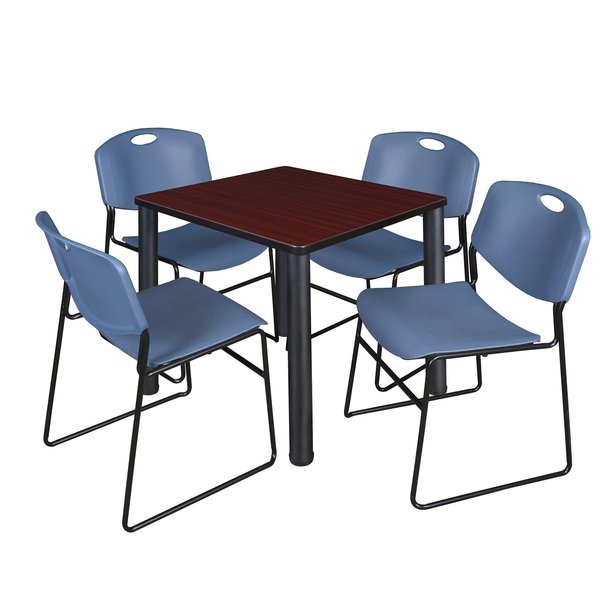 Square Tables > Breakroom Tables > Kee Square Table & Chair Sets, 30 W, 30 L, 29 H, Mahogany
