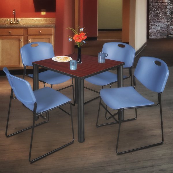 Square Tables > Breakroom Tables > Kee Square Table & Chair Sets, 30 W, 30 L, 29 H, Mahogany