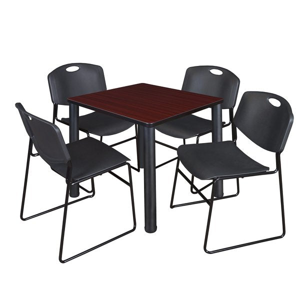 Square Tables > Breakroom Tables > Kee Square Table & Chair Sets, 30 W, 30 L, 29 H, Mahogany