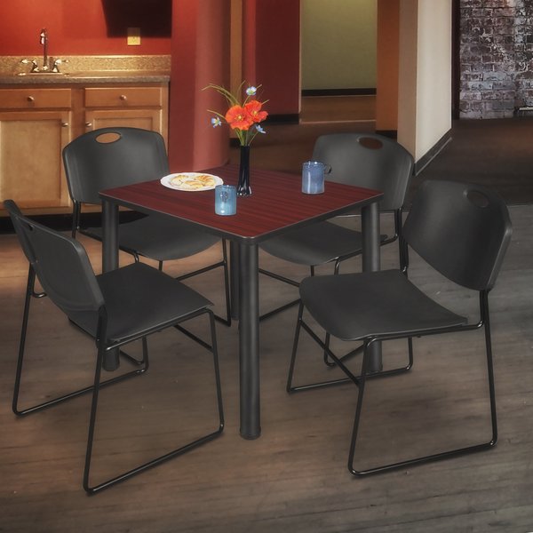Square Tables > Breakroom Tables > Kee Square Table & Chair Sets, 30 W, 30 L, 29 H, Mahogany