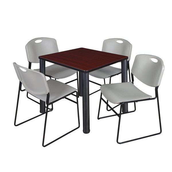 Square Tables > Breakroom Tables > Kee Square Table & Chair Sets, 30 W, 30 L, 29 H, Mahogany