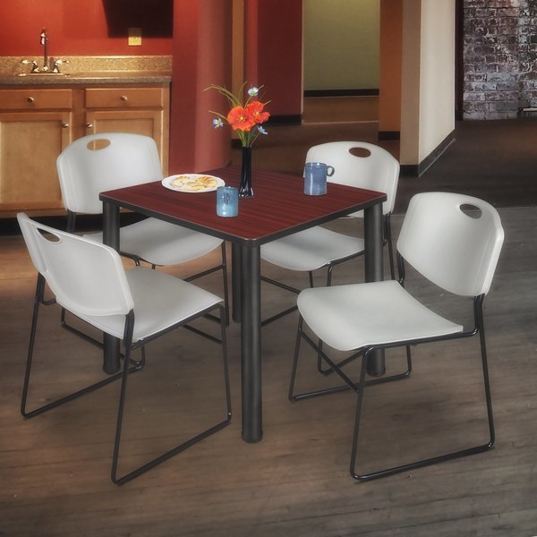 Square Tables > Breakroom Tables > Kee Square Table & Chair Sets, 30 W, 30 L, 29 H, Mahogany