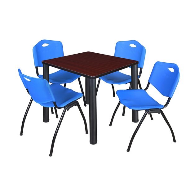 Square Tables > Breakroom Tables > Kee Square Table & Chair Sets, 30 W, 30 L, 29 H, Mahogany