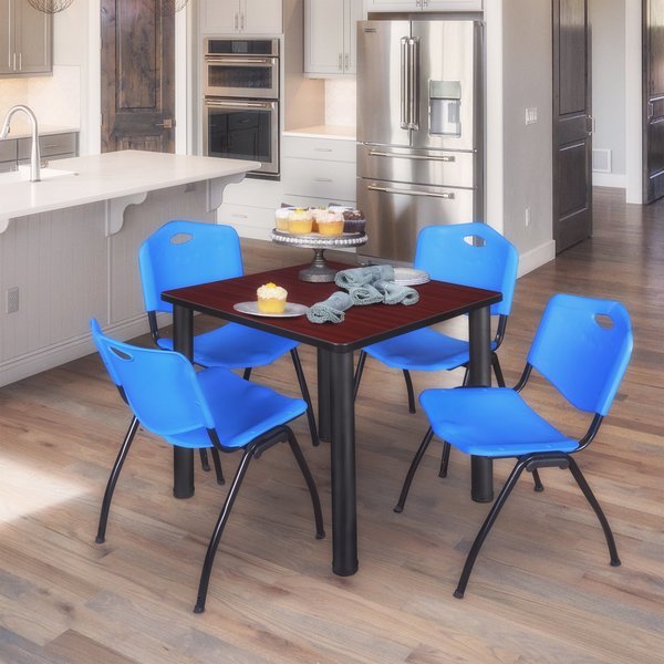 Square Tables > Breakroom Tables > Kee Square Table & Chair Sets, 30 W, 30 L, 29 H, Mahogany